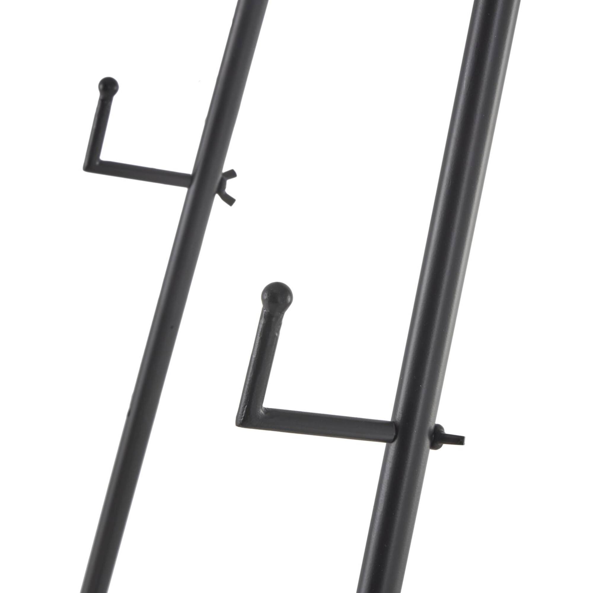 53.5" Black Metal Slim Foldable 2-Tier Easel with Wrapped Rattan Accents
